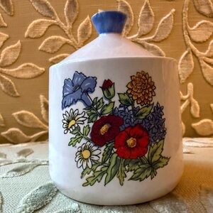 Vintage Floral Ceramic Jar with Lid